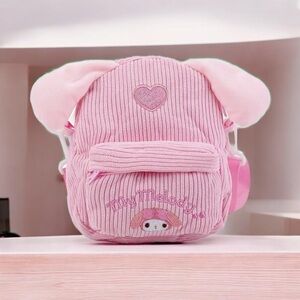 Sanrio My Melody Pink Crossbody Fanny Pack Mini Backpack Embroidered Corduroy